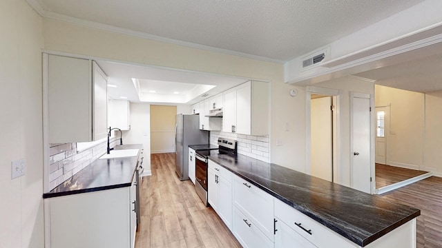 7 E Ln, Fayetteville, TN 37334 - kitchen with appliances with stainless steel finishes, a sink, a peninsula, light wood-type flooring, and recessed lighting
