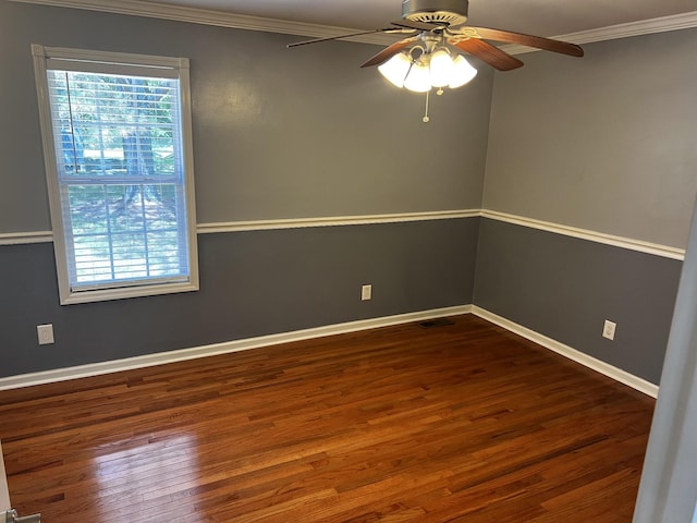 168 Commodore Cir, Summertown, TN 38483 - unfurnished room featuring wood finished floors, crown molding, a ceiling fan, and baseboards