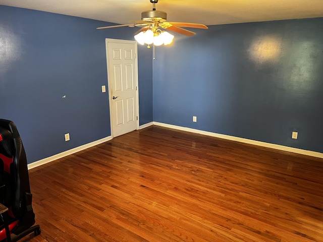 168 Commodore Cir, Summertown, TN 38483 - empty room featuring ceiling fan, wood finished floors, and baseboards