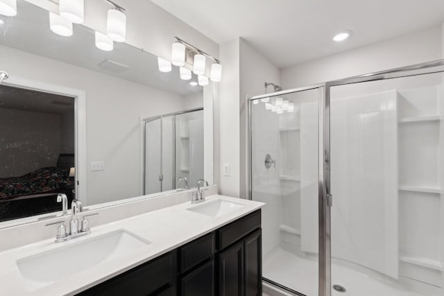 1342 Vilda Way Unit 300, Lebanon, TN 37087 - bathroom featuring a shower stall and double vanity