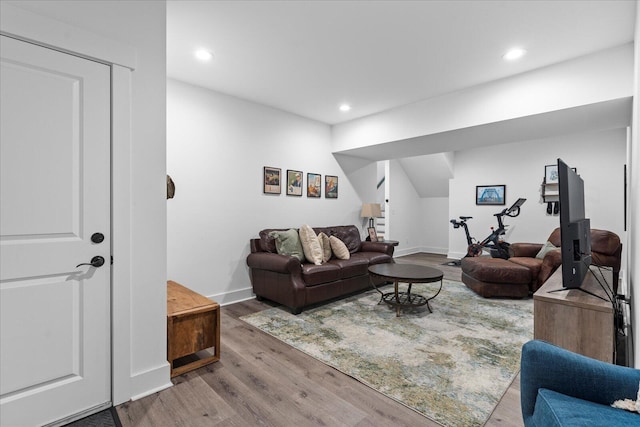 500 Beck Ave, Chattanooga, TN 37405 - living room featuring wood finished floors, recessed lighting, and stairway