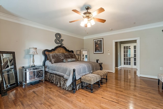 1205 Sequoya Trl, Columbia, TN 38401 - bedroom with ornamental molding, wood finished floors, french doors, and a ceiling fan