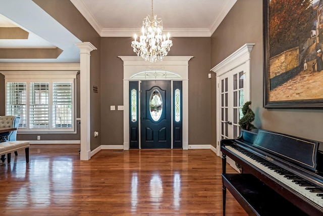 1205 Sequoya Trl, Columbia, TN 38401 - entryway featuring wood finished floors, a chandelier, and ornamental molding