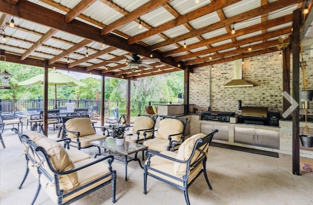 1205 Sequoya Trl, Columbia, TN 38401 - view of patio featuring area for grilling, an outdoor living space, and ceiling fan