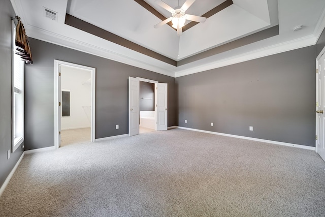 122 Belmont Cir, Hendersonville, TN 37075 - unfurnished bedroom with a raised ceiling, carpet floors, crown molding, baseboards, and ensuite bath