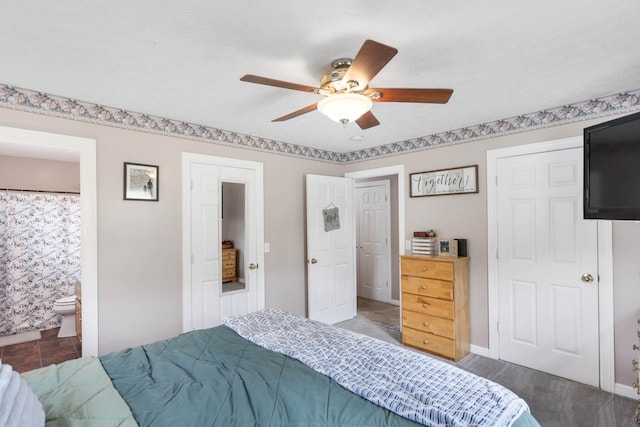 3970 Pleasant Grove Rd, White House, TN 37188 - bedroom with ceiling fan, ensuite bathroom, and baseboards
