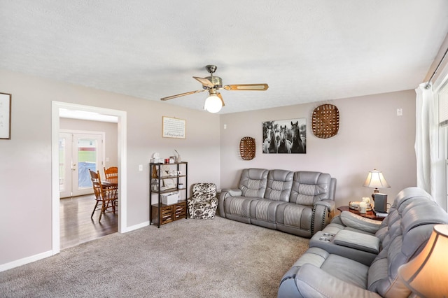 3970 Pleasant Grove Rd, White House, TN 37188 - living area with carpet, a ceiling fan, and baseboards