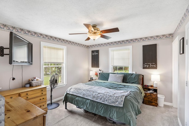 3970 Pleasant Grove Rd, White House, TN 37188 - bedroom with light colored carpet, multiple windows, baseboards, and a textured ceiling