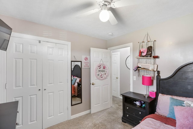 3970 Pleasant Grove Rd, White House, TN 37188 - carpeted bedroom with a closet, baseboards, and a ceiling fan