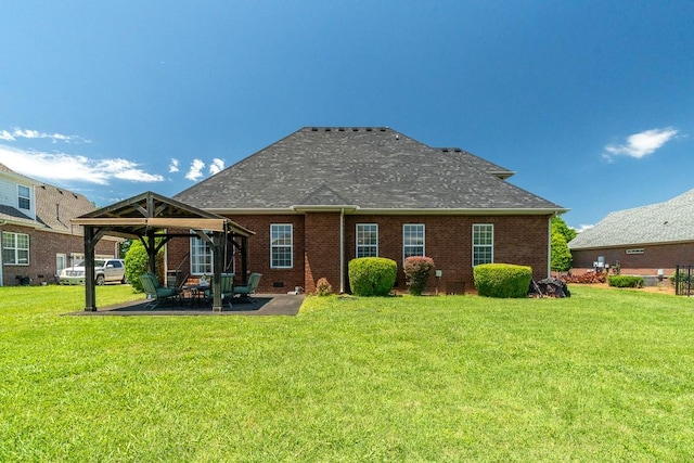 2317 Saint Andrews Dr, Murfreesboro, TN 37128 - back of house with a gazebo, a yard, a patio, and brick siding
