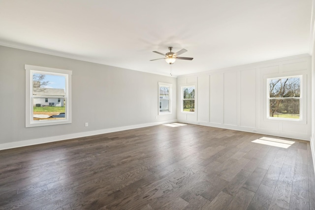 2200 Hamilton Chambers Rd, Lebanon, TN 37087 - spare room featuring healthy amount of natural light, dark wood finished floors, ceiling fan, ornamental molding, and baseboards