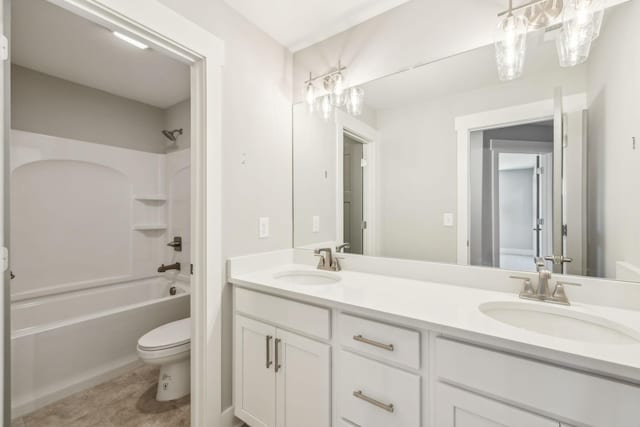 2200 Hamilton Chambers Rd, Lebanon, TN 37087 - bathroom with toilet, double vanity,  shower combination, and tile patterned floors