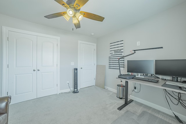 82 Pinnacle Point Ln, Tullahoma, TN 37388 - office area with carpet floors, ceiling fan, and baseboards