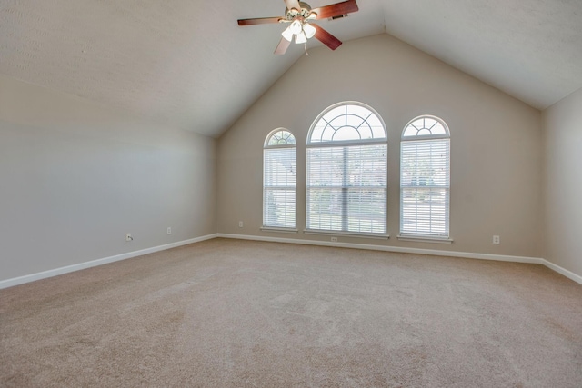 5409 Oak Chase Dr, Antioch, TN 37013 - carpeted empty room with a ceiling fan, baseboards, and lofted ceiling