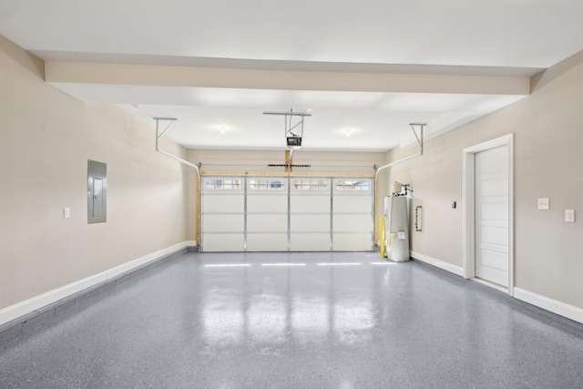 837 Macon Ln, Clarksville, TN 37042 - garage with electric panel, water heater, a garage door opener, and baseboards
