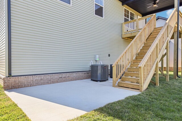 837 Macon Ln, Clarksville, TN 37042 - view of patio with central AC unit, a ceiling fan, and stairs