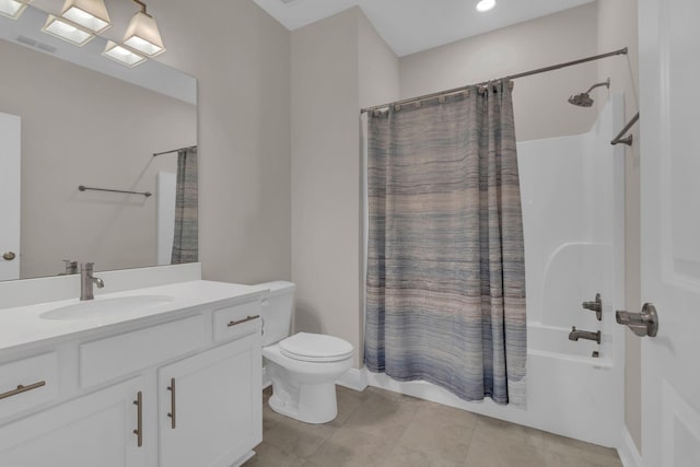 3115 Patcham Dr # 201, Nolensville, TN 37135 - full bath with vanity, shower / bath combination with curtain, toilet, tile patterned floors, and recessed lighting