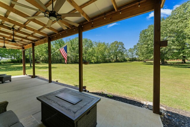 1408 Baker Ln, Lawrenceburg, TN 38464 - view of patio with ceiling fan and view of scattered trees