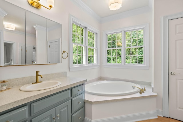 2974 W Mor Dr, Clarksville, TN 37043 - bathroom with vanity, a bath, and crown molding