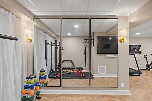 2974 W Mor Dr, Clarksville, TN 37043 - exercise area with a drop ceiling, recessed lighting, and baseboards