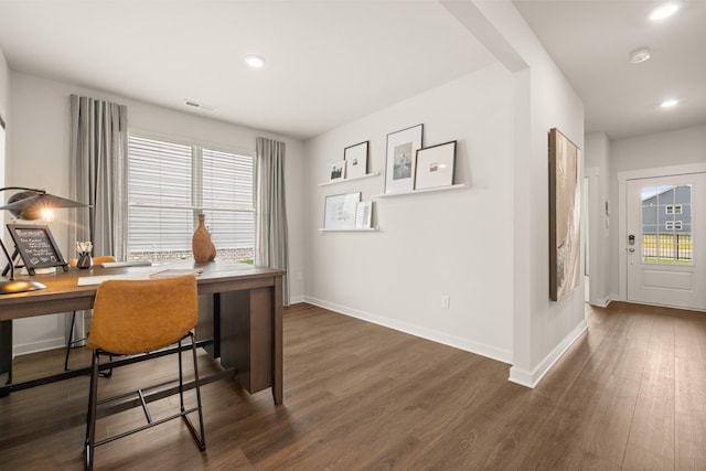7212 Hanworth St, Fairview, TN 37062 - office space featuring baseboards, recessed lighting, and dark wood-style floors
