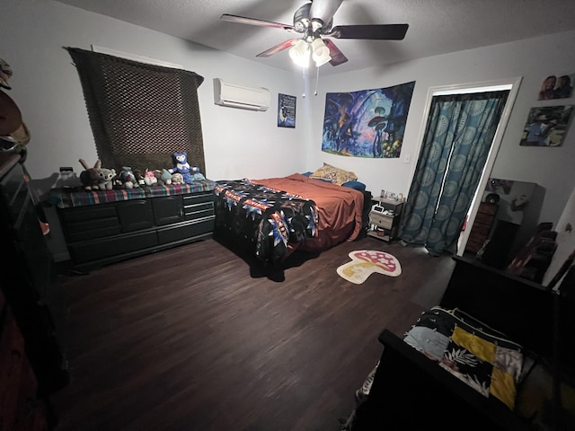 962 3rd St, Tracy City, TN 37387 - bedroom featuring a wall mounted AC, wood finished floors, and ceiling fan