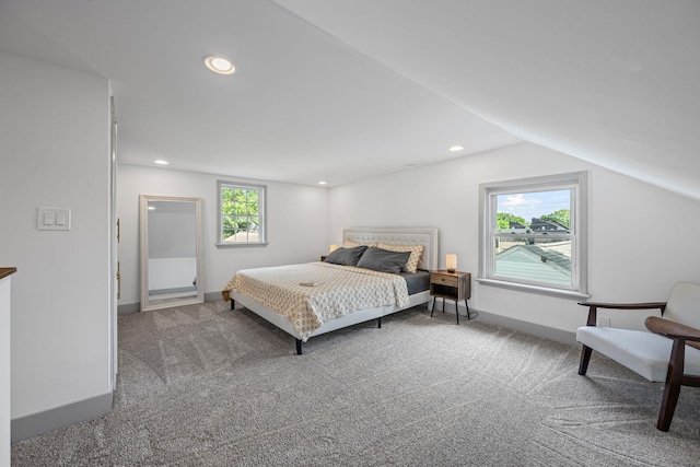 1607 Riverside Dr, Nashville, TN 37216 - bedroom featuring carpet floors, lofted ceiling, recessed lighting, and baseboards