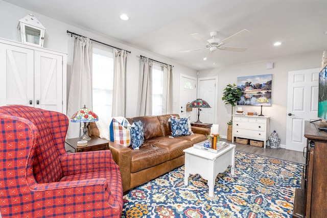 107 Beech St, Columbia, TN 38401 - living area featuring ceiling fan, recessed lighting, and wood finished floors