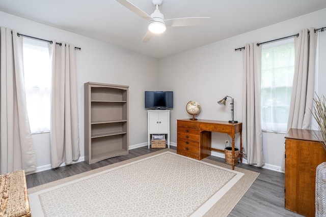 107 Beech St, Columbia, TN 38401 - bedroom with wood finished floors, baseboards, and ceiling fan