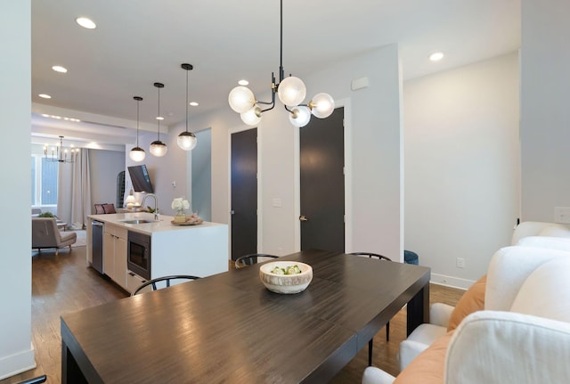 2910 Felicia St Unit 19, Nashville, TN 37209 - dining room featuring a chandelier, wood finished floors, and recessed lighting