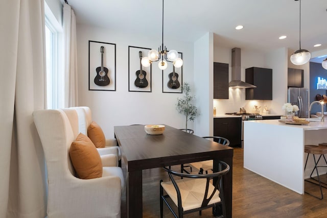 2910 Felicia St Unit 19, Nashville, TN 37209 - dining area featuring dark wood-type flooring, a chandelier, and recessed lighting