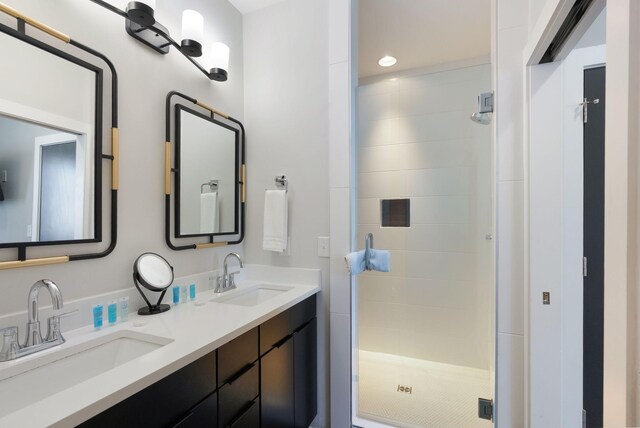 2910 Felicia St Unit 19, Nashville, TN 37209 - full bath featuring a stall shower, double vanity, and recessed lighting