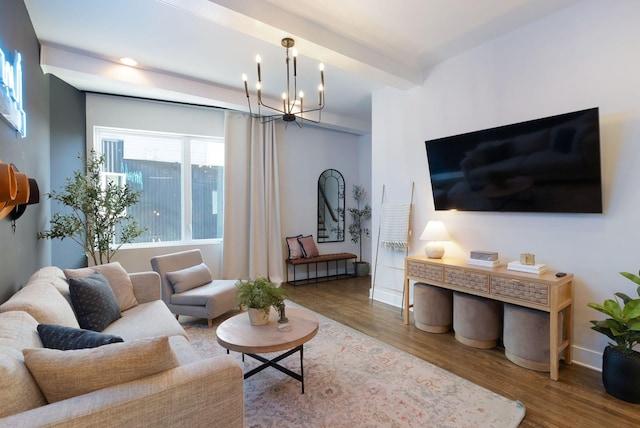 2910 Felicia St Unit 19, Nashville, TN 37209 - living room with a chandelier, wood finished floors, and baseboards