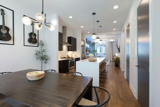 2910 Felicia St Unit 19, Nashville, TN 37209 - dining space with dark wood-style floors, recessed lighting, baseboards, and a chandelier