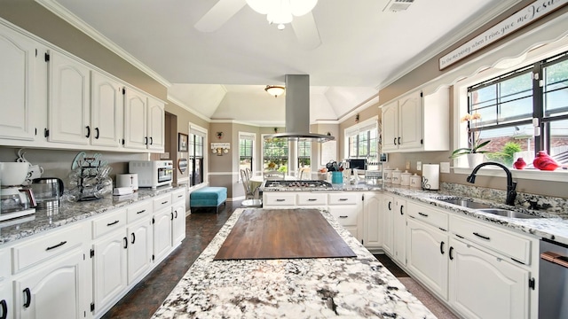 2458 Carrollwood Ln, Cordova, TN 38016 - kitchen with a sink, island exhaust hood, stainless steel appliances, a peninsula, and baseboards