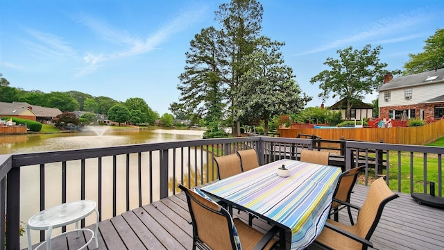 2458 Carrollwood Ln, Cordova, TN 38016 - wooden deck featuring a water view and outdoor dining space