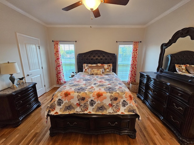 300 Woodson Dr, Tullahoma, TN 37388 - bedroom with light wood-style floors, ornamental molding, ceiling fan, and baseboards