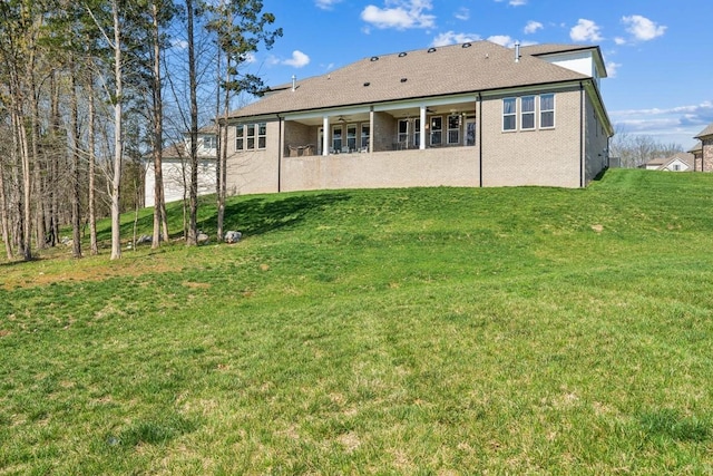 611 Lake Reserve Cv, Hermitage, TN 37076 - back of house featuring ceiling fan, a lawn, and a patio