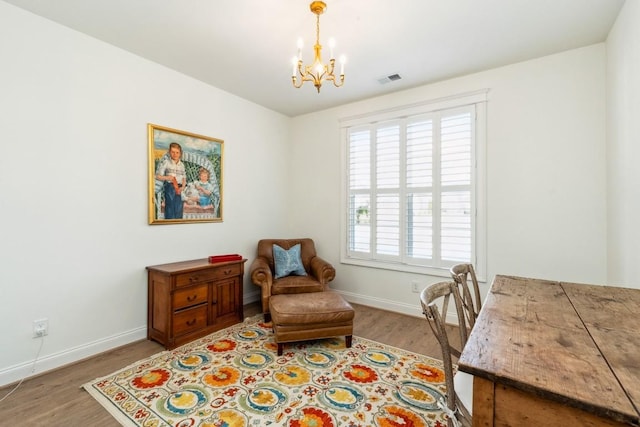 611 Lake Reserve Cv, Hermitage, TN 37076 - office space featuring wood finished floors, a chandelier, and baseboards