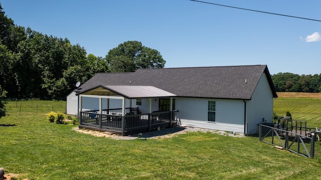 1807 Mosley Ferry Rd, Chapmansboro, TN 37035 - rear view of property featuring a wooden deck and roof with shingles
