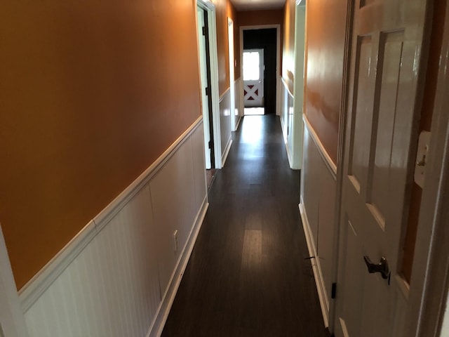 2026 Saundersville Ferry Rd, Mount Juliet, TN 37122 - hall with a decorative wall, a wainscoted wall, and dark wood finished floors
