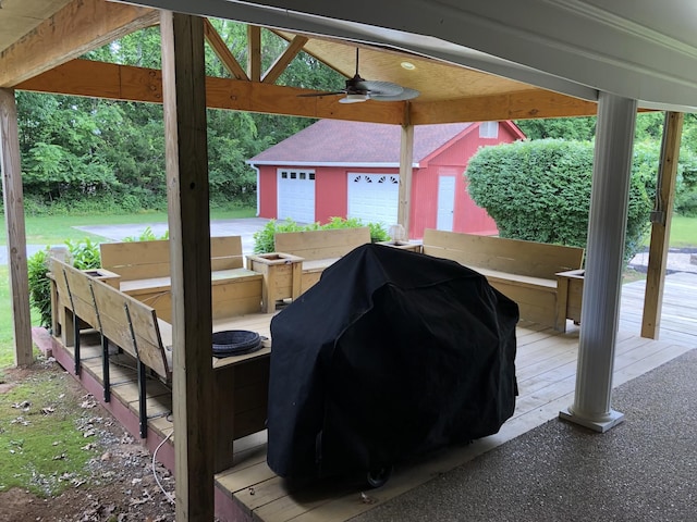 2026 Saundersville Ferry Rd, Mount Juliet, TN 37122 - view of patio featuring area for grilling, ceiling fan, and a garage