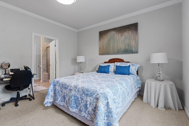 1763 Humphreys Gln, Spring Hill, TN 37174 - bedroom with ornamental molding, light colored carpet, baseboards, an office area, and ensuite bathroom