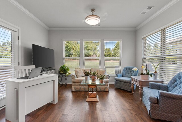 1763 Humphreys Gln, Spring Hill, TN 37174 - living area with dark wood-style floors, crown molding, and baseboards