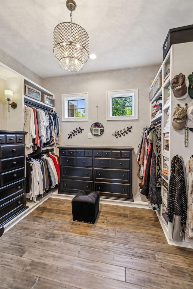 3166 Tanyard Hollow Rd, Culleoka, TN 38451 - spacious closet with a chandelier and hardwood / wood-style flooring