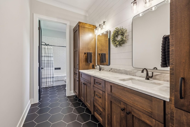 3166 Tanyard Hollow Rd, Culleoka, TN 38451 - full bathroom featuring double vanity, toilet, and tile patterned floors