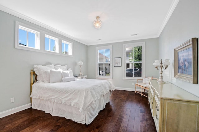 3227 Vinemont Dr, Thompsons Station, TN 37179 - bedroom featuring crown molding, dark wood-type flooring, and baseboards