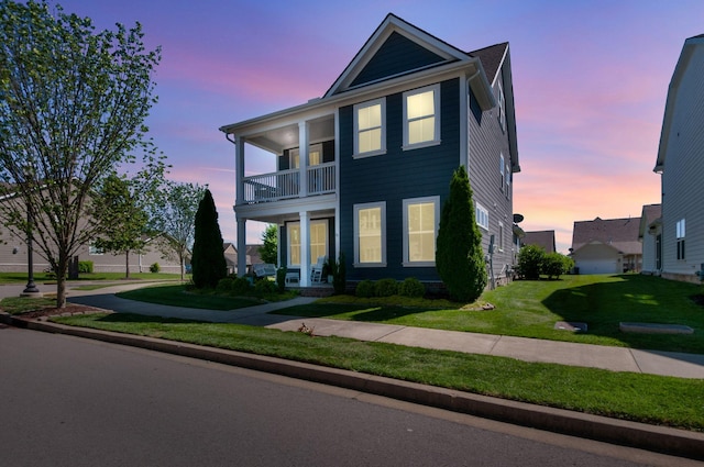 3227 Vinemont Dr, Thompsons Station, TN 37179 - view of front of property featuring a balcony and a yard