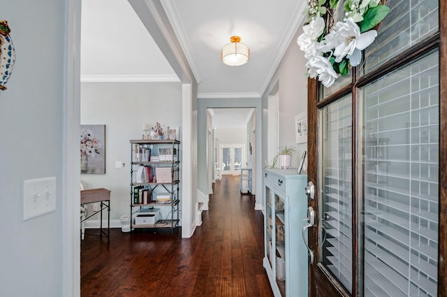 3227 Vinemont Dr, Thompsons Station, TN 37179 - foyer featuring dark wood-style flooring, crown molding, and baseboards