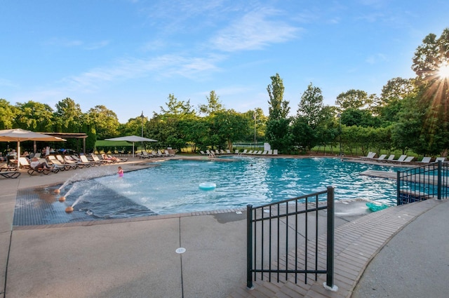 3227 Vinemont Dr, Thompsons Station, TN 37179 - community pool featuring a patio area and view of scattered trees